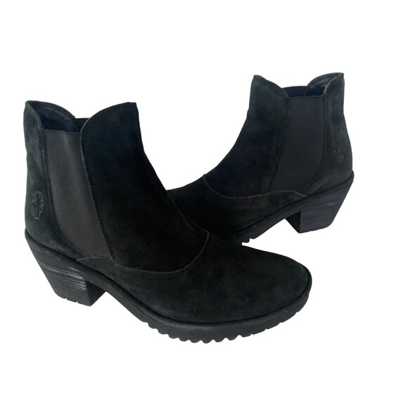 FLY London Leather Ankle Boots - Wote in Black EU 41 US 10 - Picture 1 of 16